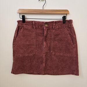 American Eagle Corduroy Mini Skirt Size 6 Rust Brown Stretch Y2K